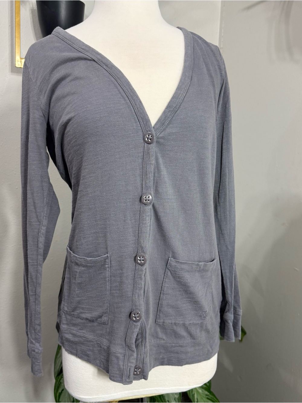 Tommy Hilfiger Gray V-Neck Button Cardigan